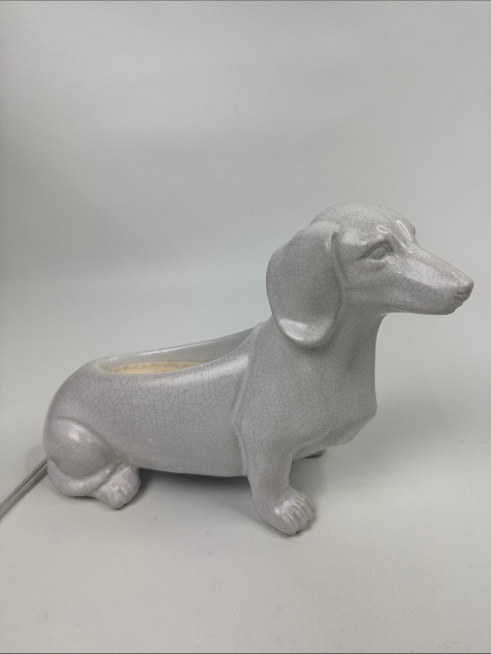 Scentsy White Crackle Dachshund dog Wax candle Warmer electric Rare Collectible